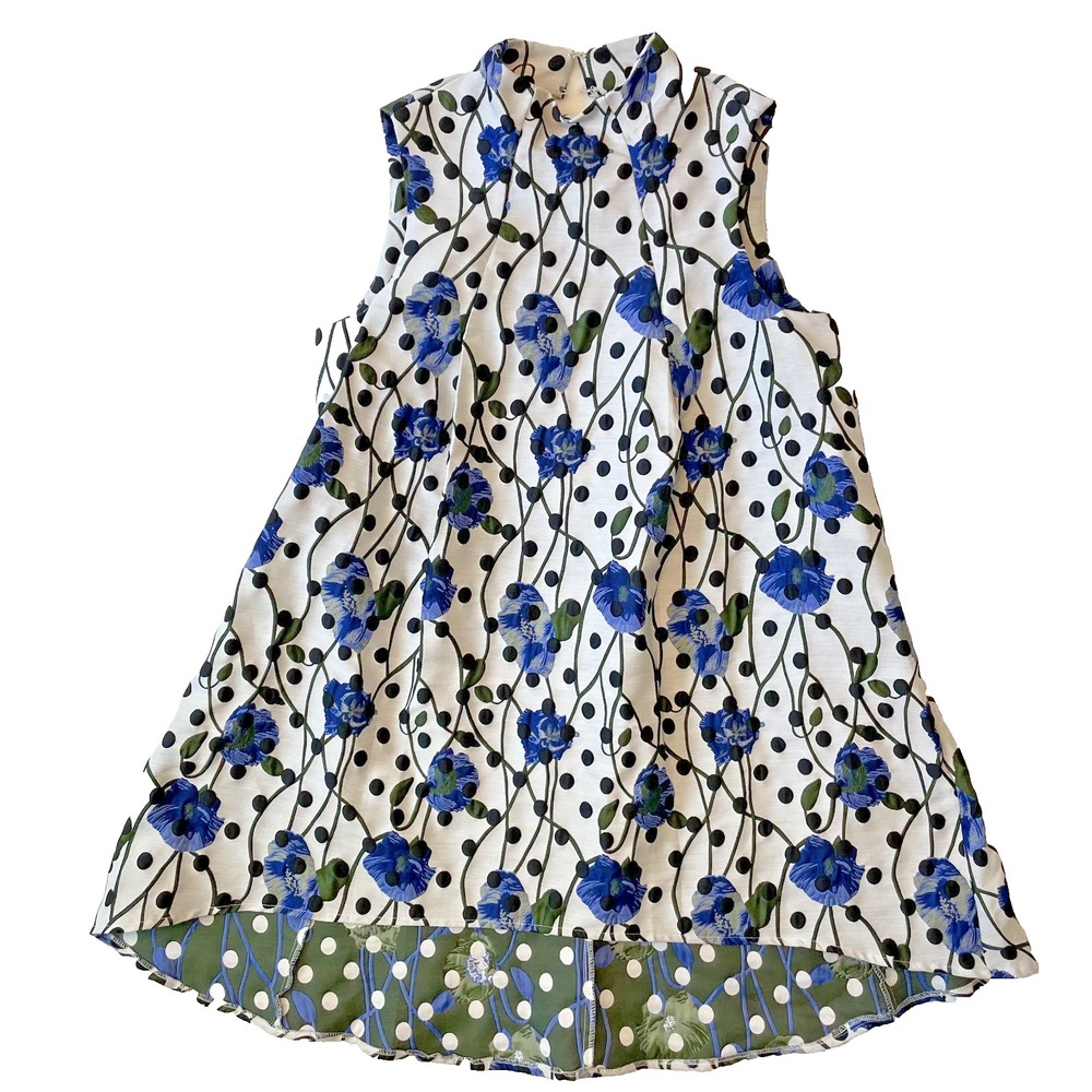 Asos Black Polka Dot Flower Choker‎ Assymetrical Backless Pocket Dress SZ 8